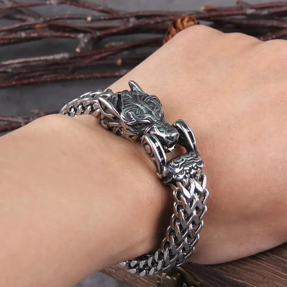 Fashion Vintage Viking Wolf Head Bracelet 316L Stainless Steel Cool Biker Animal Bracelets Party Charm Amulet Jewelry Wholesale