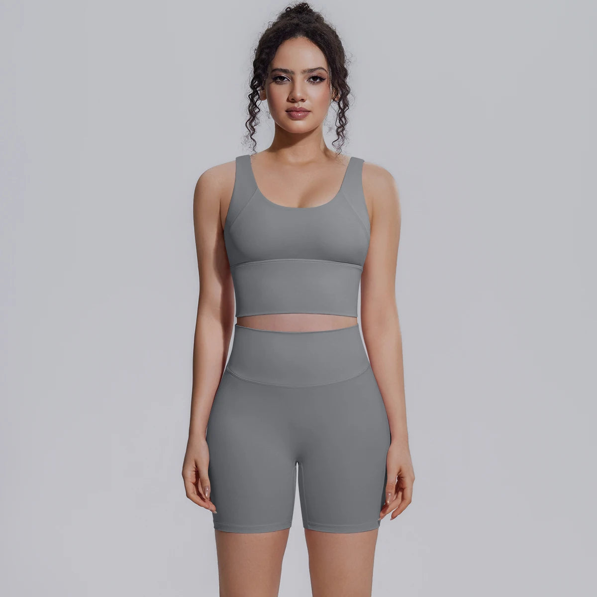 Solid Color Summer Yoga Set Woman's Sexy Backless Yoga Underwear with Chest Pad Quick-Dry Hip Push Up Fitness Shorts Sportswear