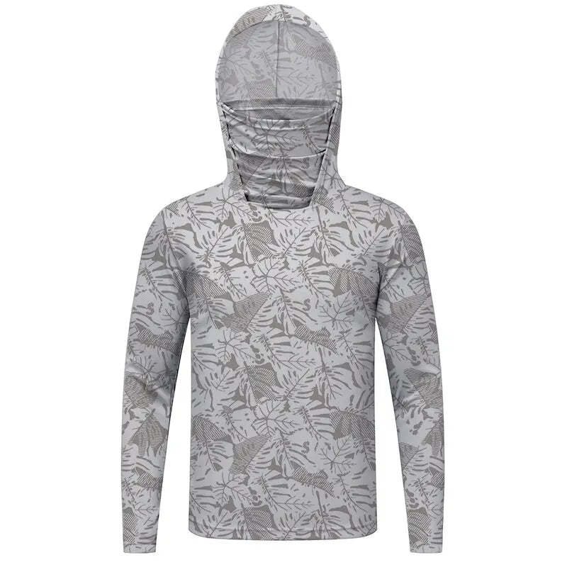 Sun Protection T-Shirts Mens Long Sleeve UV-Proof T-Shirts Fishing Hiking Summer Mask Lightweight Outdoor Protection Hoodie Tee