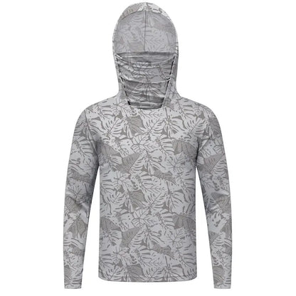 Sun Protection T-Shirts Mens Long Sleeve UV-Proof T-Shirts Fishing Hiking Summer Mask Lightweight Outdoor Protection Hoodie Tee