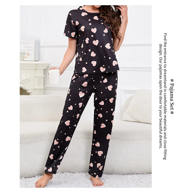 Women's Pajamas Home Suit Soft Comfort Nightwear Loungewear Autumer Crew Neck Tops and Shorts Pajama Pants 3 Piece Pyjama Femme