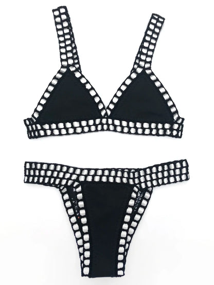 Reversible Crochet Bikini - Leopard Print Two Piece Swimwear Set | Luxury Poolside Suit