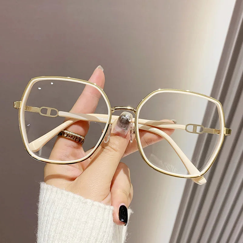Anti Blue Light Glasses – Oversized Polygonal Frames with Transparent Acrylic Lenses