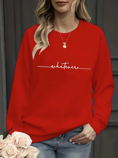 Women's Casual Heart Print Pullover Sweatshirt Geometric Design Long Sleeve Round Neck Machine Washable Regular Fit for Autum