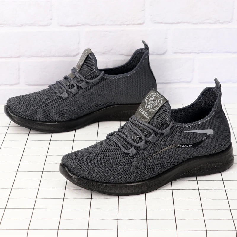 Men's Solid Lace-Up Casual Shoes, Lightweight Outdoor Sports Shoes for Men's Fashionable Solid Casual Shoes Suitable for Leisure Walking Enthusiasts - Ideal for Lightweight, Breathable and Non-Slip, Suitable for Leisur