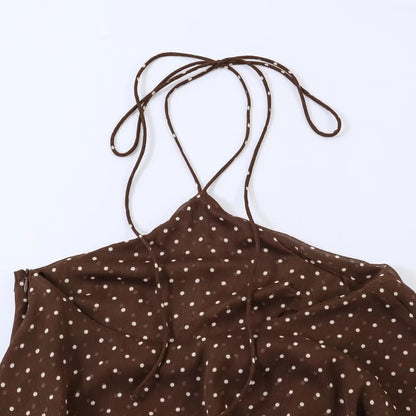 Women's New Summer Dress 2026 Fashion Neck Cascading Elegant Youth Ball Party Dresses Chic Polka-dot Mini Comfortable Dress