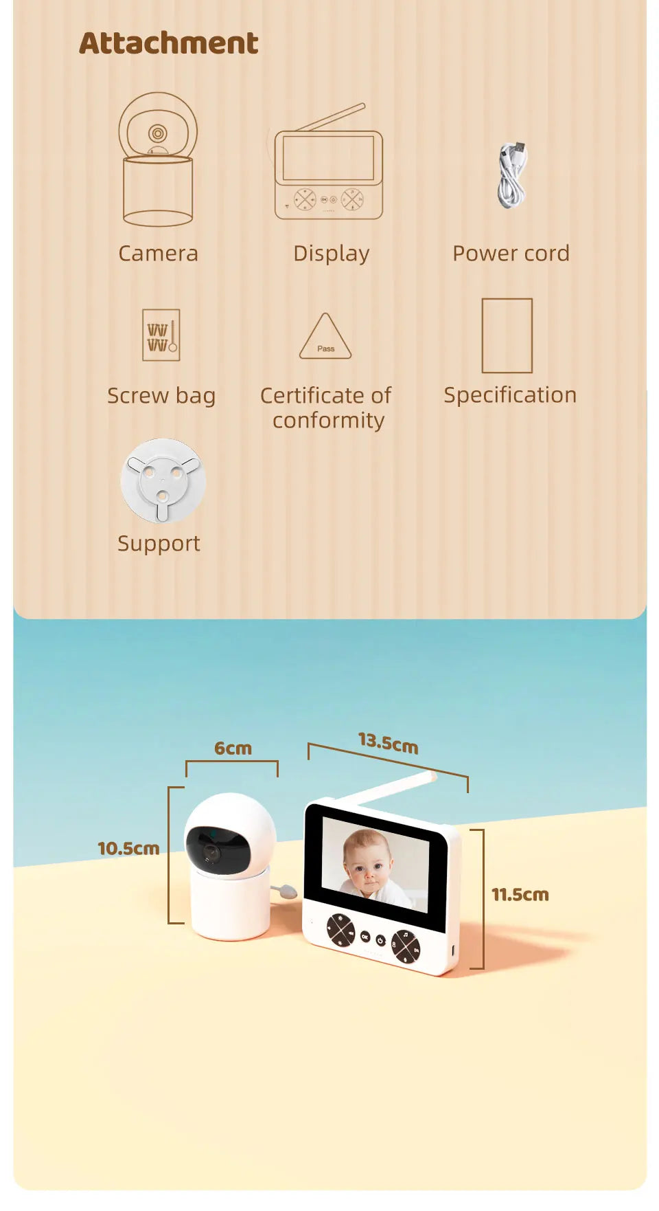 Danmini Intelligent Baby Monitor 4.3-inch IPS Color Screen Display PZT Control Night Vision Indoor Security Surveillance Camera