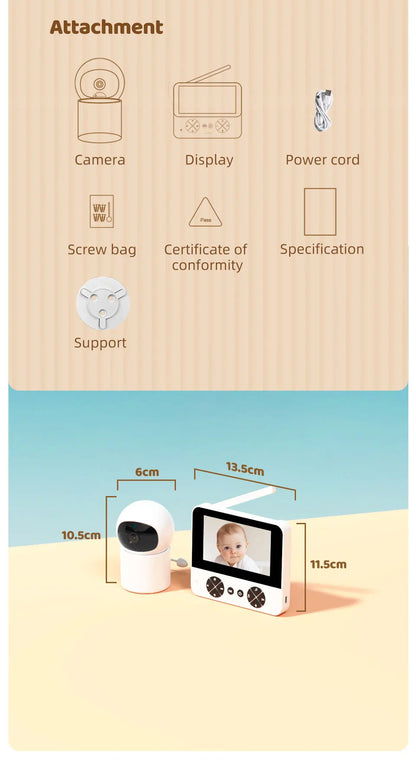 Danmini Intelligent Baby Monitor 4.3-inch IPS Color Screen Display PZT Control Night Vision Indoor Security Surveillance Camera