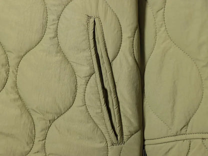 Quilted Jacket Women - Warm Winter Padded Coat With Covered Button Closure