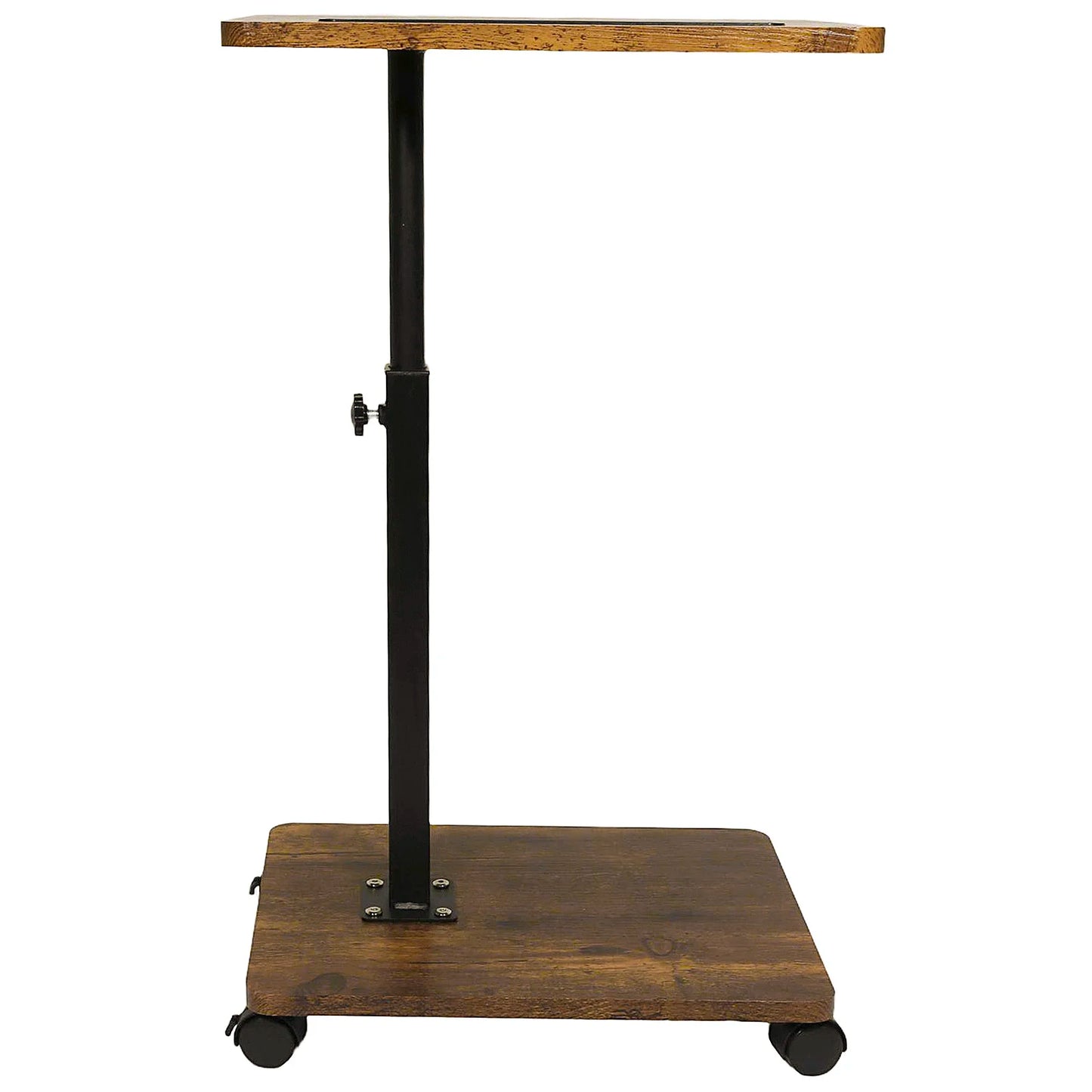 C Shaped Side Table – Mobile Coffee Table With Wheels | Adjustable Height Wooden Storage