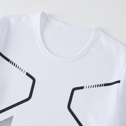 Men's Sports Fitness Top – Quick Drying Printed Tee | Plus Size Casual Shirt