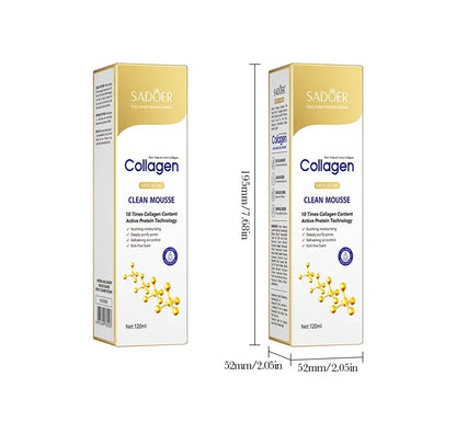 SADOER Collagen Facial Cleanser Mousse Deep Cleansing Skincare Moisturizing Firming Face Wash Foam Cleanser Skin Care Products