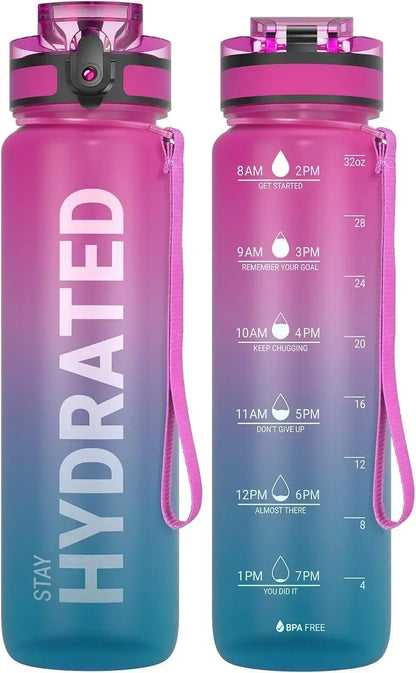 32oz Water Bottle Motivational Sport Water Bottle Leakproof Drinking Bottles Outdoor Sports Travel Kettle Drinking Water Bottle