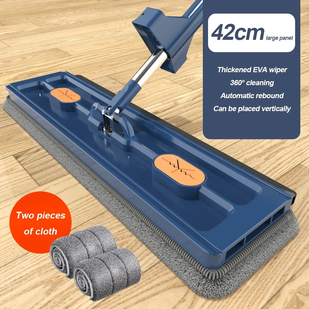 360 Rotating Microfiber Flat Mop - Self-Contained Lazy Floor Cleaner
