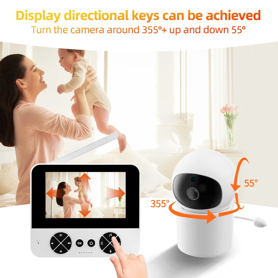 Danmini Intelligent Baby Monitor 4.3-inch IPS Color Screen Display PZT Control Night Vision Indoor Security Surveillance Camera