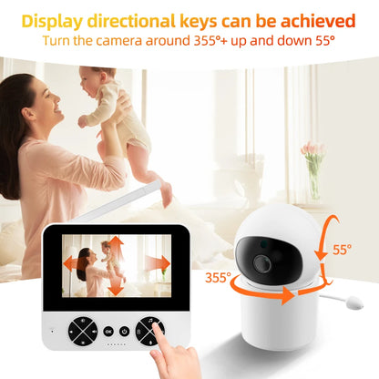 Danmini Intelligent Baby Monitor 4.3-inch IPS Color Screen Display PZT Control Night Vision Indoor Security Surveillance Camera