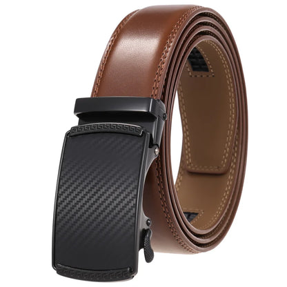 Men's Leather Belt - Genuine Brown Leather With Automatic Buckle | Business Casual