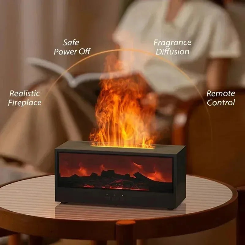 3D Flame Aromatherapy Diffuser - Essential Oil Humidifier with Color Lighting  Remote Control