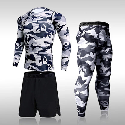 Men's Compression Gym Tights - Muscle Support Workout Pants | Quick Dry Sportswear Set
