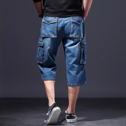 2025 summer new thin loose multi pocket workwear five quarter denim shorts seven quarter casual multi pocket denim shorts