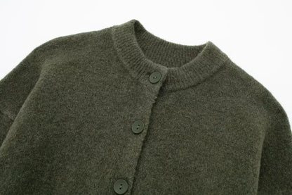 HH Women Cropped Knit Cardigan Sweater Single Breasted Long Sleeve O Neck Coat Elegant Solid Outerwear Female Chic Top