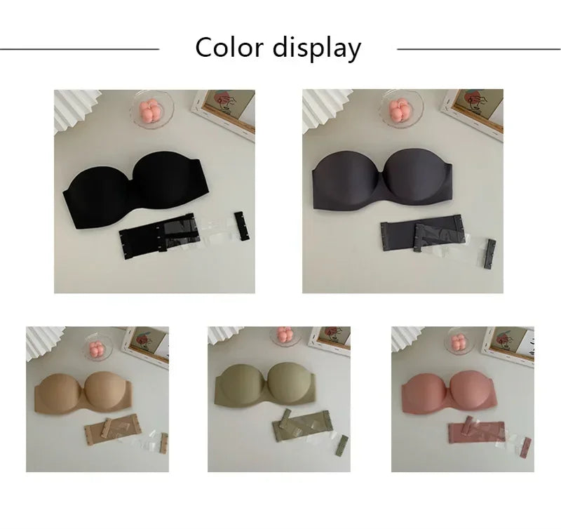 Women Sexy Strapless Bra Push Up Padded Bras Female Underwear Seamless Invisible Bralette Without Straps Ladies Lingerie Bras