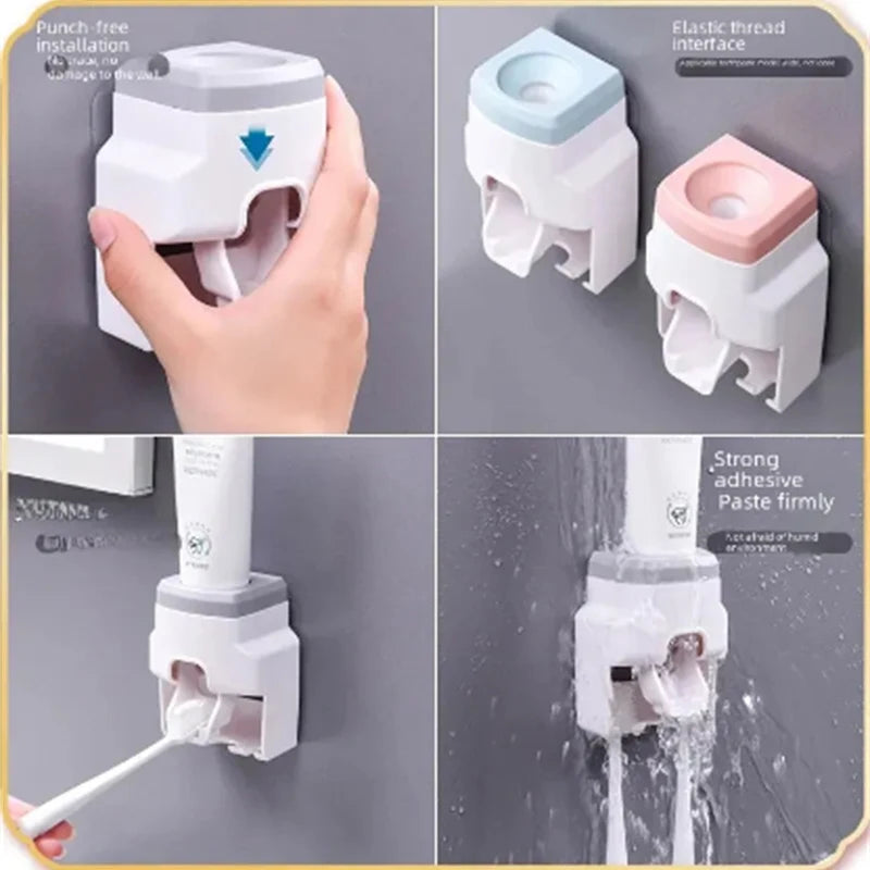 Automatic Toothpaste Dispenser  Toothbrush Holder - Wall Mount Squeezer for Bathroom - ZOOMNSTORE