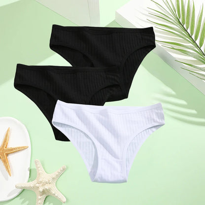 Cotton Panties Women - 3PCS Set Low Rise Briefs | Comfortable Breathable Underwear