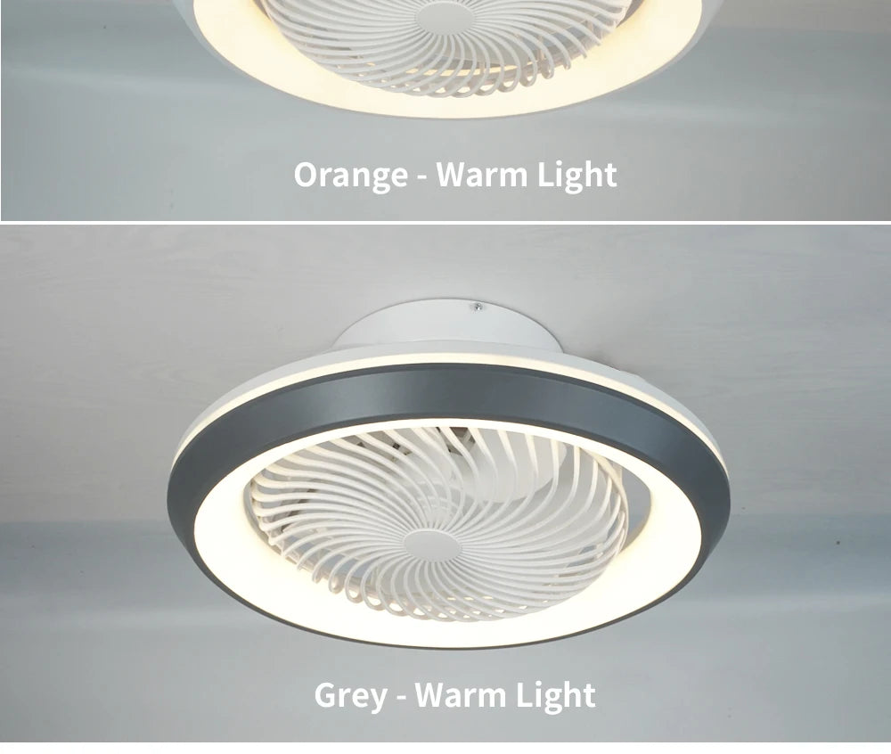 6-Speed Enclosed Circular Fan Light with Remote Control, Bedroom Fan Light, Living Room Bedroom Dining Room Ceiling Light