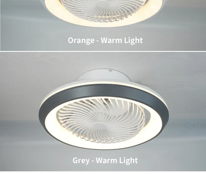 6-Speed Enclosed Circular Fan Light with Remote Control, Bedroom Fan Light, Living Room Bedroom Dining Room Ceiling Light