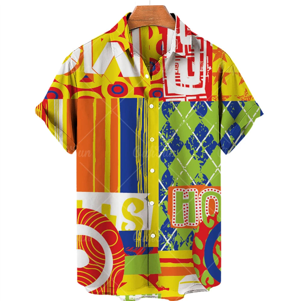 2022 3d Graffiti Oil Painting Printed Shirt Men Fashion Streetwear Hawaiian Beach Casual Lapel Plus Size 2022