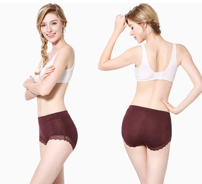 Ruffles Lace Underwear Woman High Waist Middle Aged Mother Spring Summer Modal Briefs Comfortable Panties Нижнее Бельё Женское