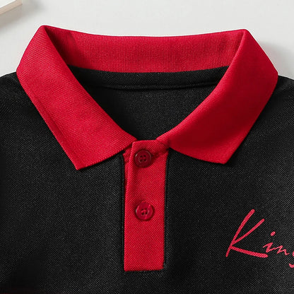 1/2/3 piece set of children's striped multi-color POLO short sleeved boy handsome casual lapel button top versatile sports T-shi