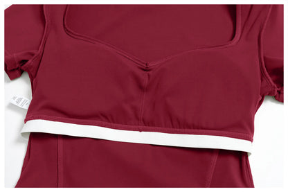 2 Pieces Workout Sports Sets Fitness Set Women Tracksuit Workout Outfits Running Sports Shorts Gym Suit Short Sleeve Yoga Top