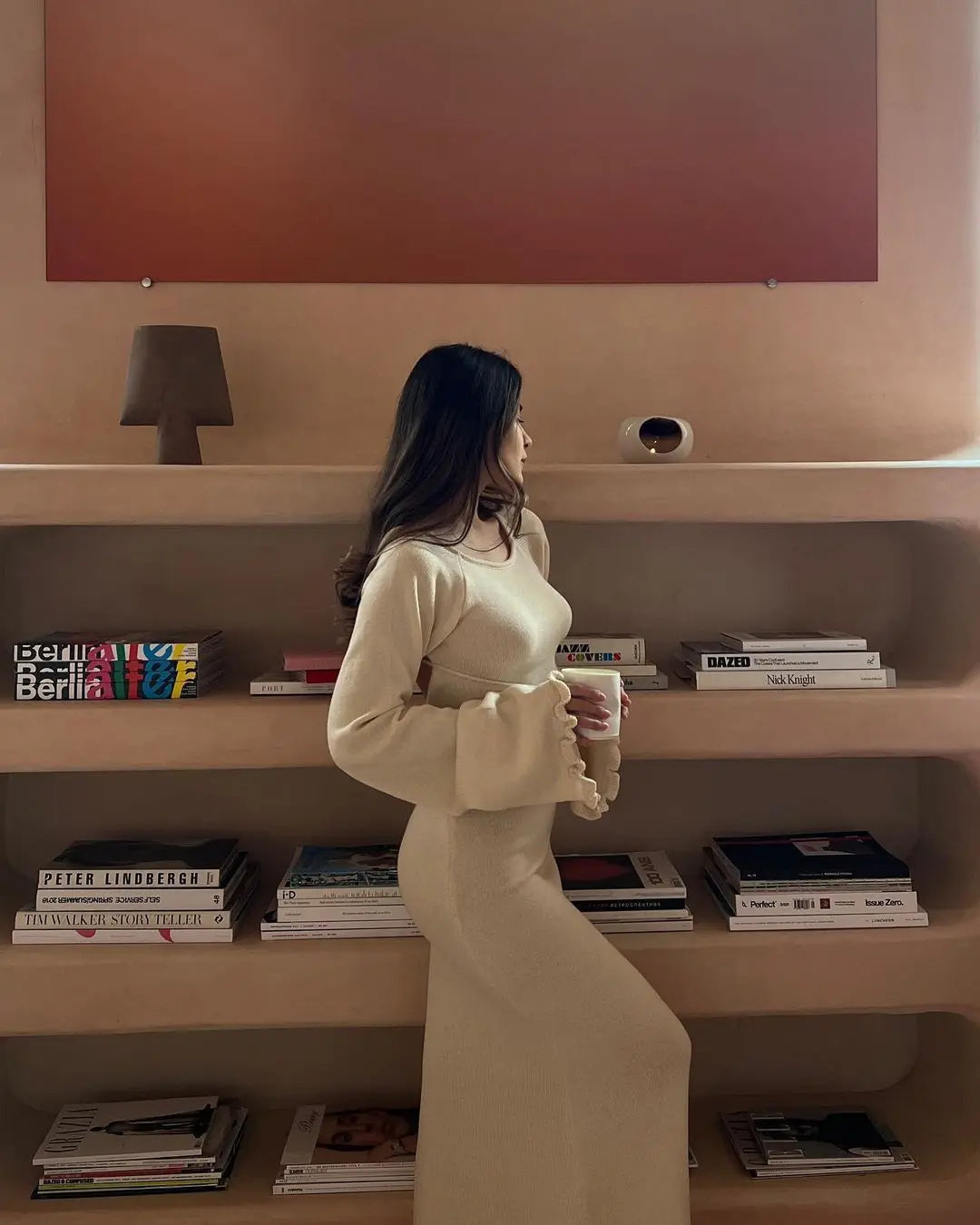 Elegant Knitted Maxi Dress - Backless Flare Sleeve Sweater Outfit for Women