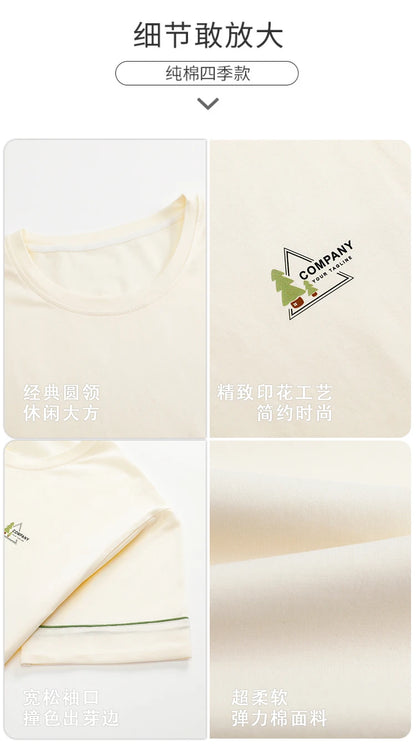 Couple Pajamas Set Summer Short-Sleeved Sleepwear 100% Cotton Men and Women Pyjamas