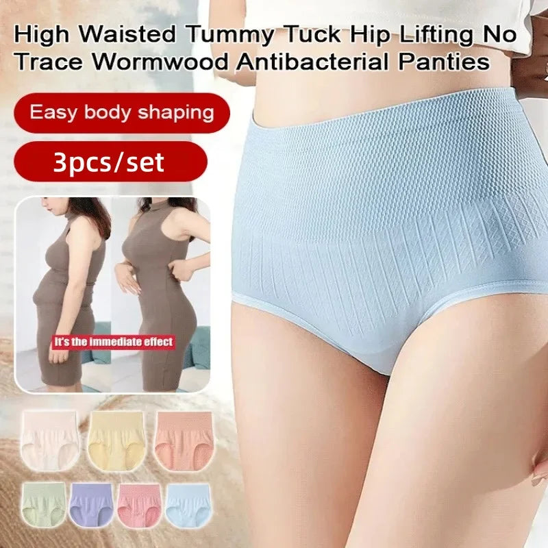 3PCS/set Universal Underwear Woman High Waist Women's Panties Comfort Cotton Brief Breathable Panty Underpants for Ladies
