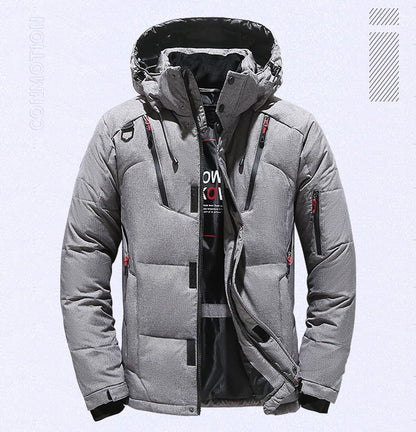 Down Jacket Men White Duck Winter Coat Windproof Warm Parkas Travel Camping Overcoat New in Thicken Solid Color Hooded Clothing