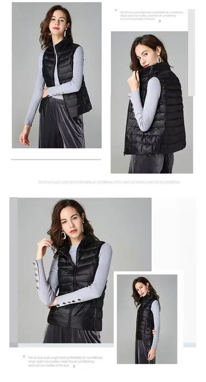 2026 White Duck Down Jacket Women Vest Autumn Winter Sleeveless Waistcoat Warm Lightweight Puffer Jacket Female Tops Outwear