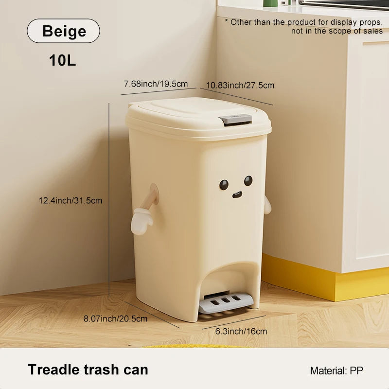 Large Capacity Foot Pedal Trash Can - 10L20L Kitchen  Dorm Room Bin