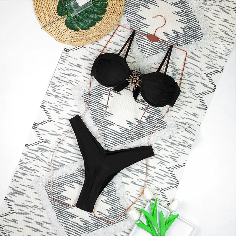 Push Up Swimwear - Sexy Brazilian Bikini Set With High Waist Two Piece Bathing Suit