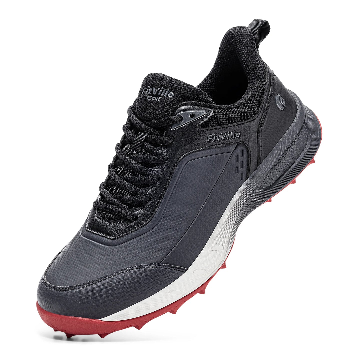 FitVille Men'S Wide Waterproof Spikeless Golf Shoes, High Traction Anti-Slip Sole, Shock Absorption Cushioning Arch Support Professional Golf Trainers, Roomy Toe Box For Wide & Fat Feet