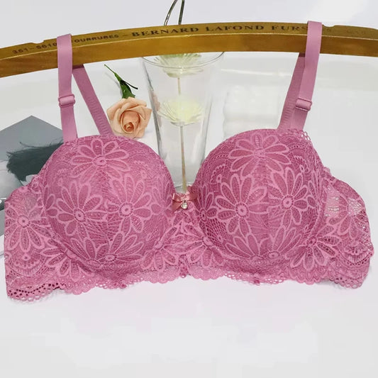 Lace Bra for Women Big Cup 1/2 Sexy Floral Underwire Underwear Ladies Push Up Thin Bra Half Cup 36-42C Black Gather Brassiere