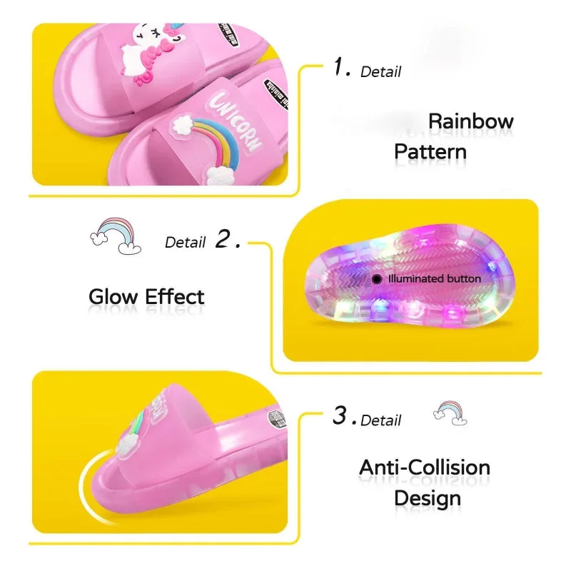 Kids Unicorn Slippers – Cute Cartoon Animal Light Up Shoes for Toddlers