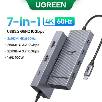 Dual HDMI USB-C HUB 10-in-1 Docking Station | 8K HDMI Adapter | 100W PD Fast Charging
