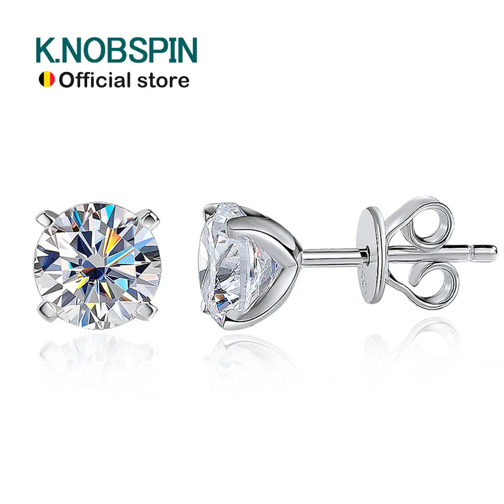 Moissanite Stud Earrings – GRA-Certified 4-Prong, 925 Sterling Silver