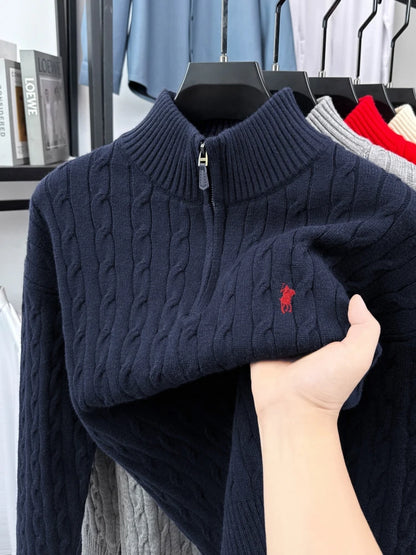 High end luxury brand zipper sweater men's designer new fashion classic Paul Pony embroidery winter warm plush knitted pullover
