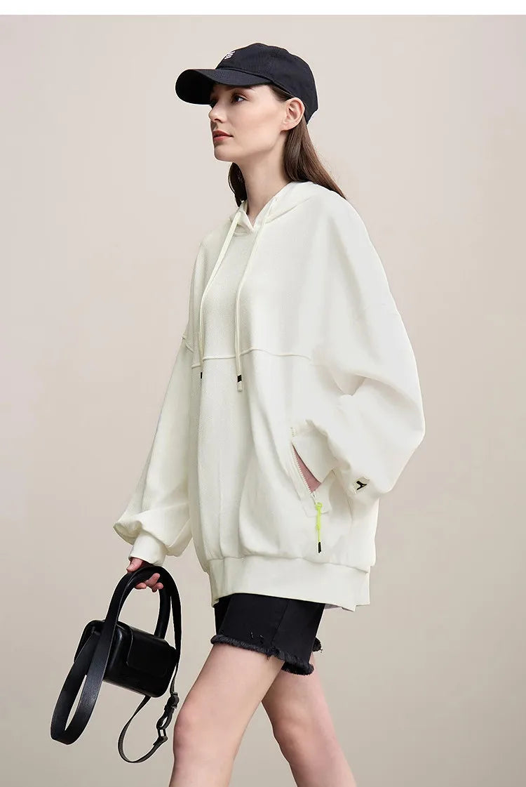 Amii Women's Sweatshirt 2026 Spring New Casual Letter Embroidery Printed Hooded Sweater Women's Loose Versatile Top 12641024