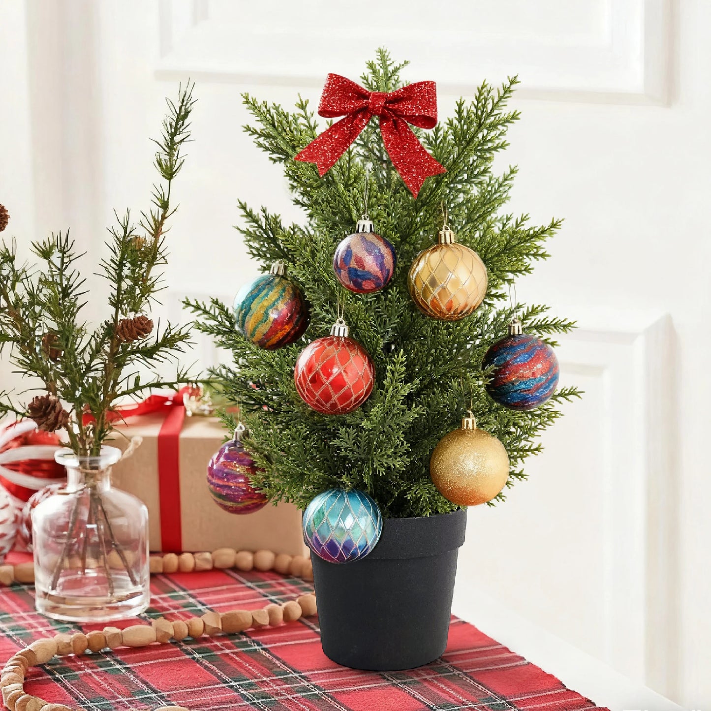 Artificial Christmas Tree - Green Potted DIY Home Decor for Weddings Birthdays and Xmas