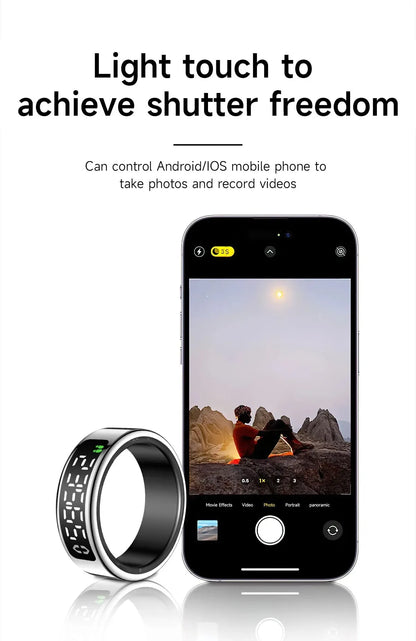 SY01 Smart Ring With LED Screen Bluetooth Health Monitoring Blood Oxygen Sleep Heart Rate Multi-sport Modes Waterproof IP68&5ATM